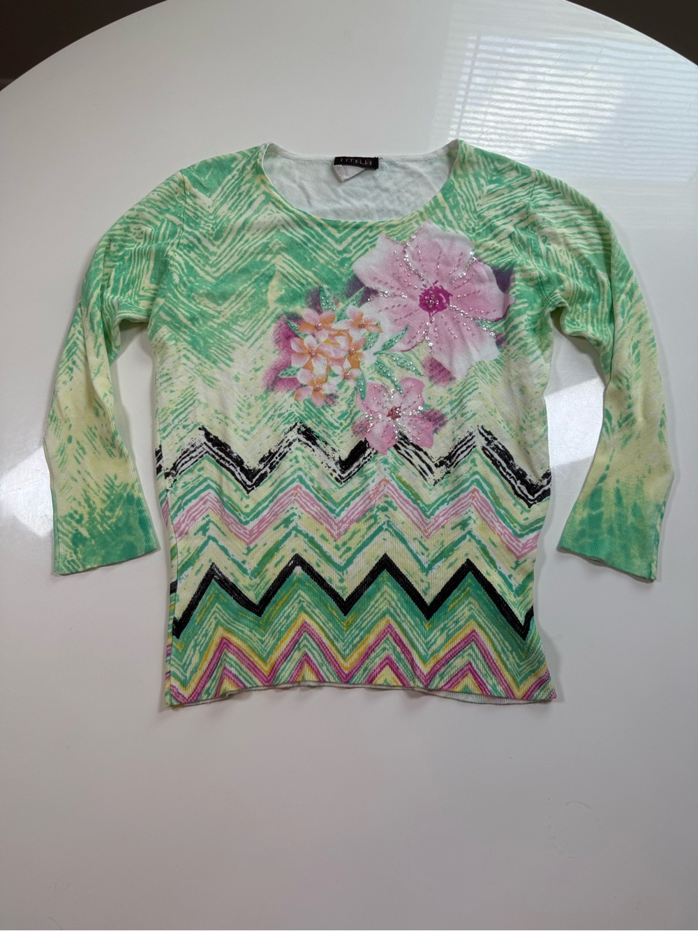Y2K Colorful Floral Beaded Top